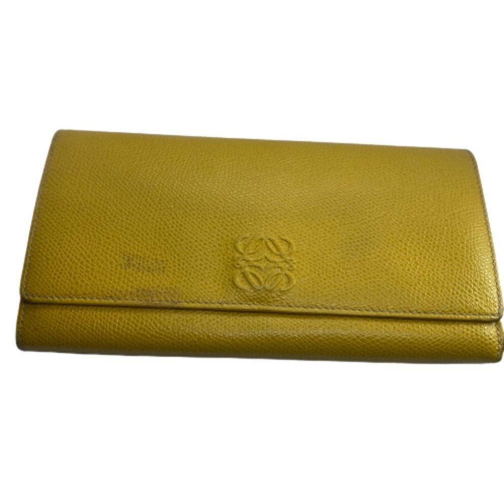 Authentic Loewe Yellow Leather Long Designer Wallet / Clutch